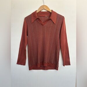 Men’s/Unisex Warm brown Mesh Polo Long Sleeved shirt